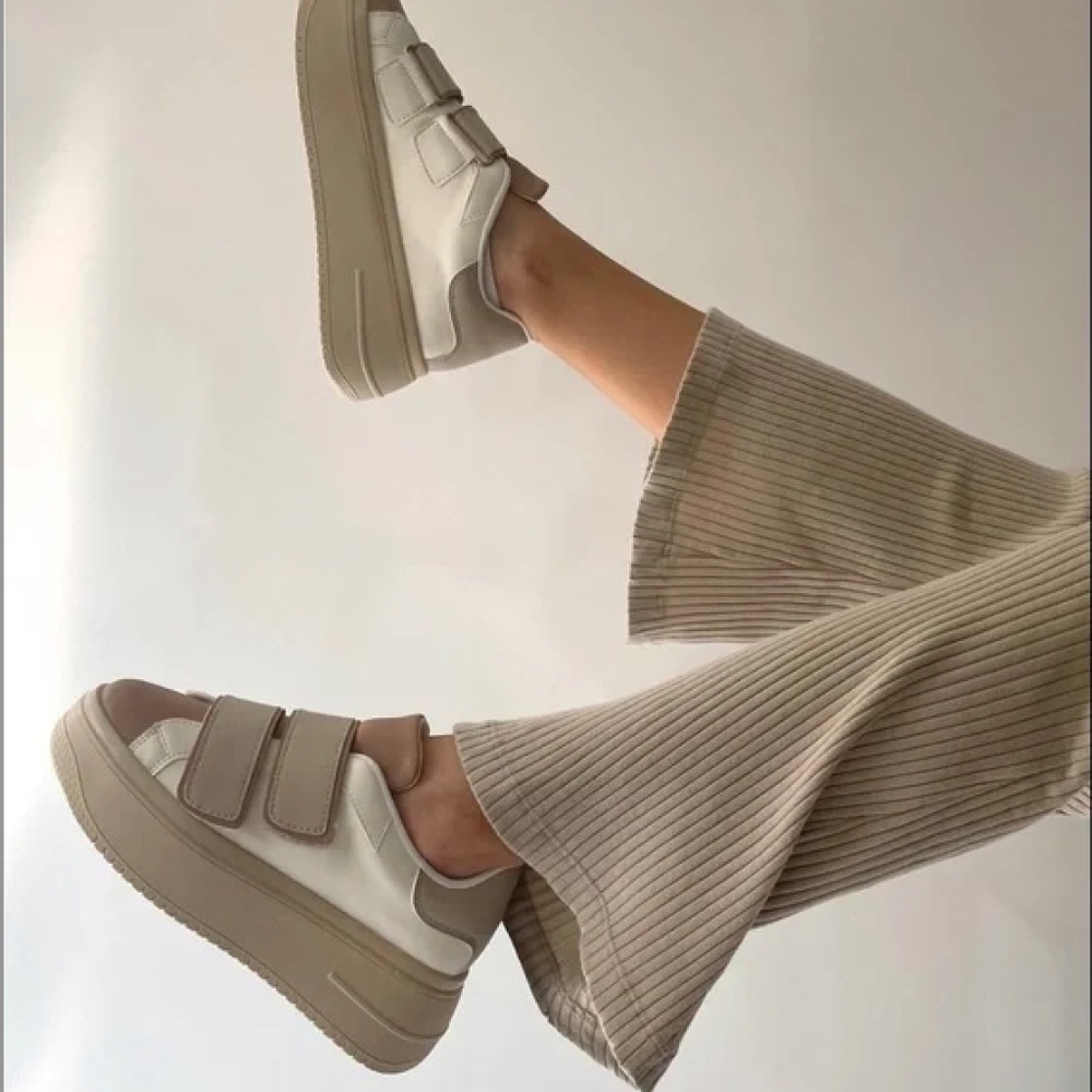 Stylish Beige and White Women's Sneakers